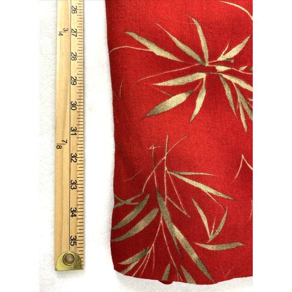 Karin Stevens Dress Womens Size 10‎ Red Bamboo Print Button Side Linen Blend - Picture 11 of 13